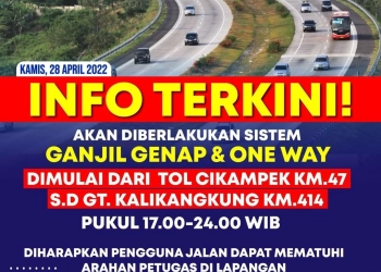 One Way dan Ganjil-Genap Diterapkan Hari Ini di Jalan Tol