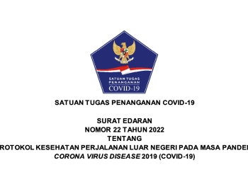 Satgas Penanganan Covid-19 Terbitkan SE tentang Protokol Kesehatan Perjalanan Luar Negeri pada Masa Pandemi Covid-19