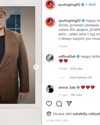 Ivan Gunawan Ultah ke-40, Ayu Ting Ting: Selalu Setia Luv n Always