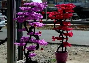 Jelang Imlek, Perajin Bunga Sakura di Pontianak Banjir Orderan