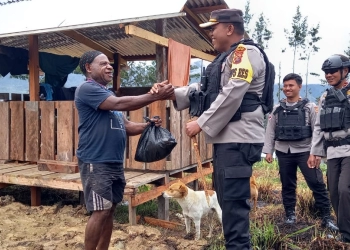 Kaopsres Puncak Bersama Binmas Noken Bangun Peternakan Babi di Kampung Kago
