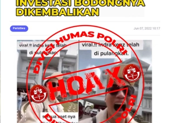 Indra Kenz Dibebaskan dan Semua Aset Investasi Bodongnya Dikembalikan adalah Hoax