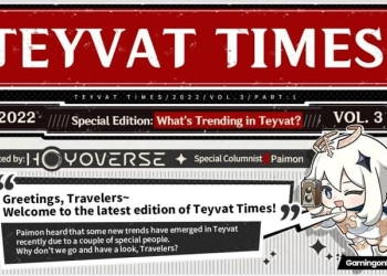Teyvat Times Buletin Khusus Genshin Impact yang Dirilis di Pembaruan Versi 3.0