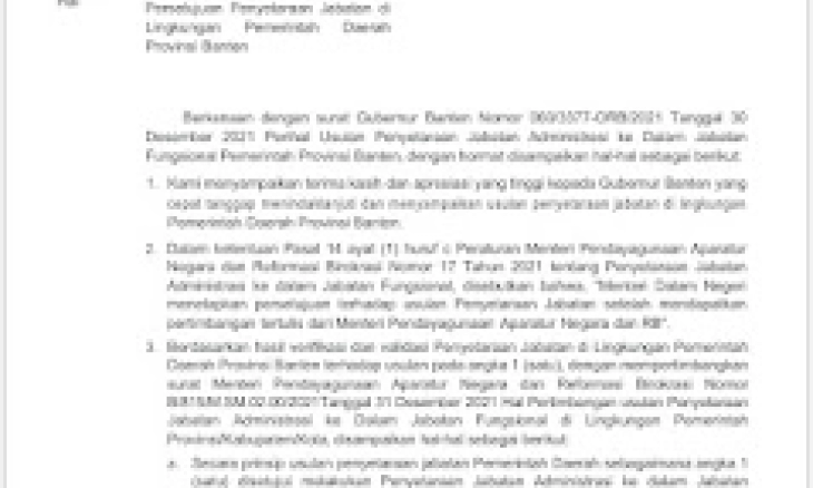 Kemendagri Setujui Usulan Gubernur Banten untuk Penyetaraan Jabatan Fungsional