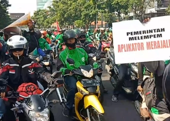 Ribuan Ojol Konvoi Tuntut Kenaikan Tarif, dan Lakukan Aksi Sweeping